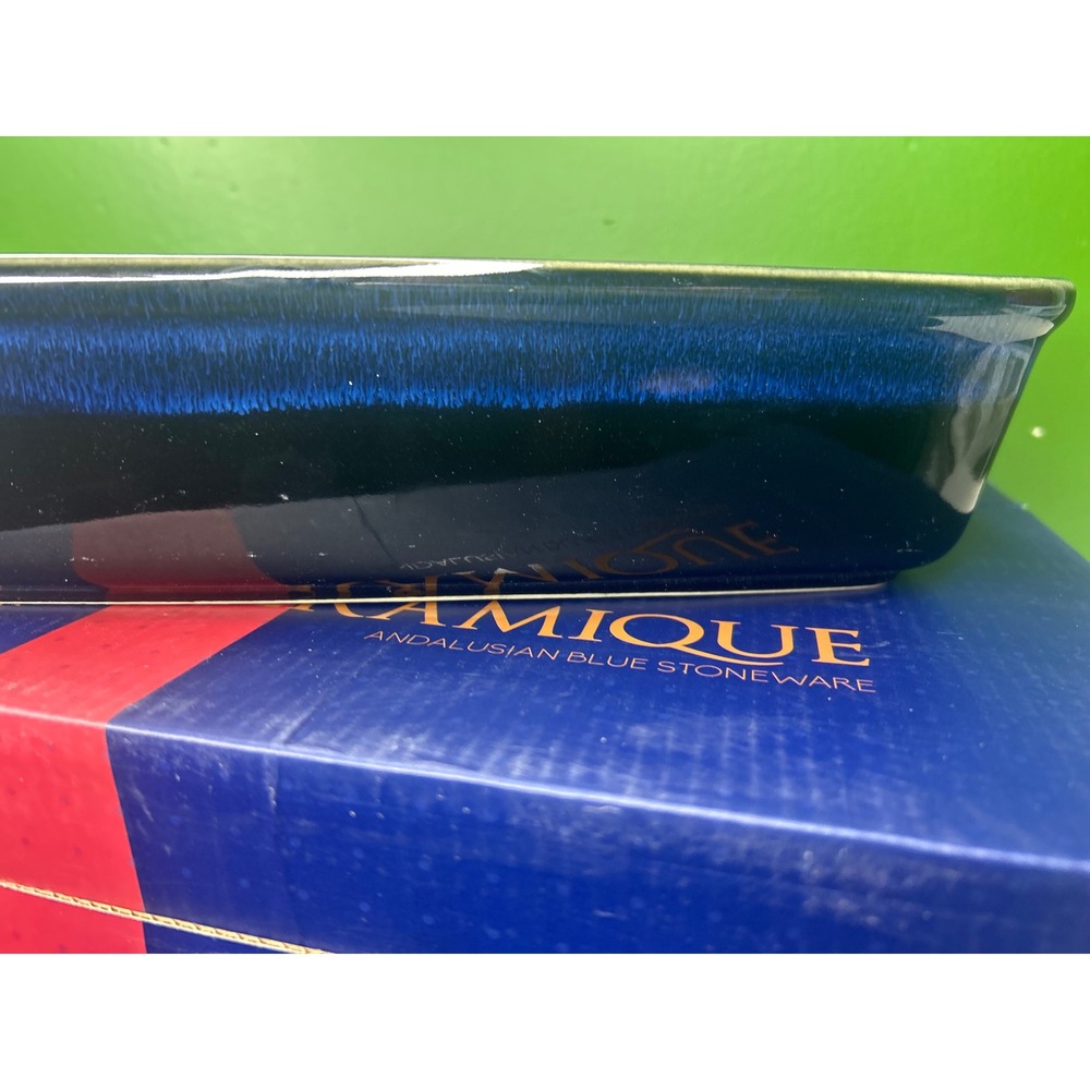Basque Ceramique Andalusian Blue Stoneware 13 inch Rectangular Baker AB002 - Picture 6 of 8